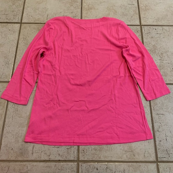 💜 NorthCrest Essential Tee Pink 3/4 Sleeve Top Size Large - Picture 4 of 5